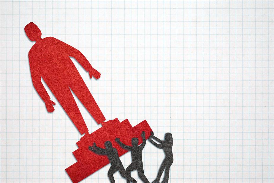 Illustration showing a statue being toppled over