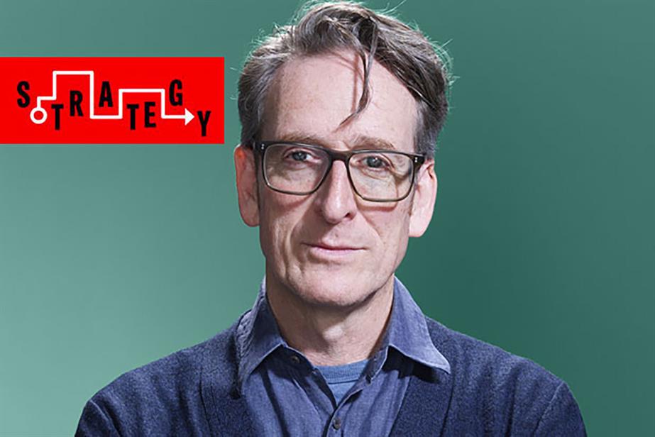 Headshot of VCCP founder and chairman Charles Vallance next to the word strategy in a red rectangle