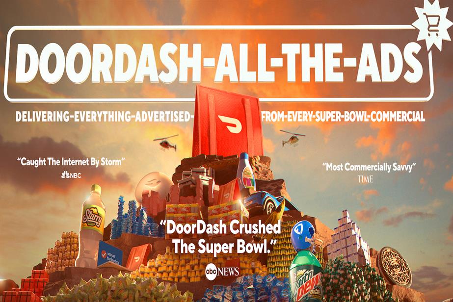 pile of products with Doordash bag on top