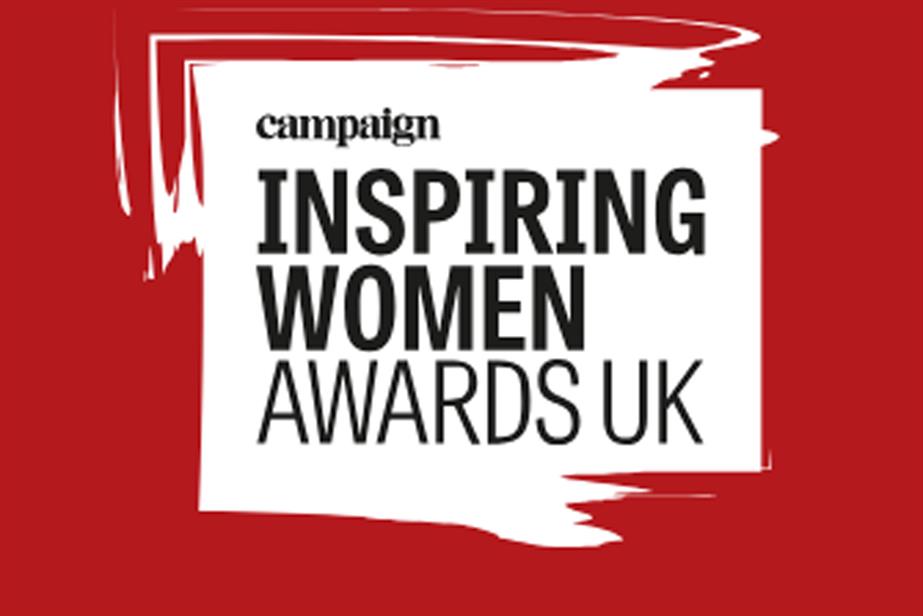 The words 'Campaign Inspiring Women Awards UK' on a red and white background