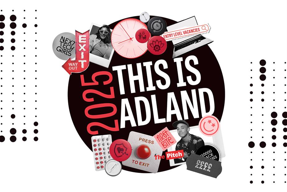 'This is adland 2025' over collage of images