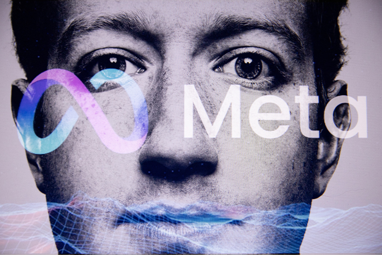 Portrait of Mark Zuckerberg with Mets platforms' logo on it