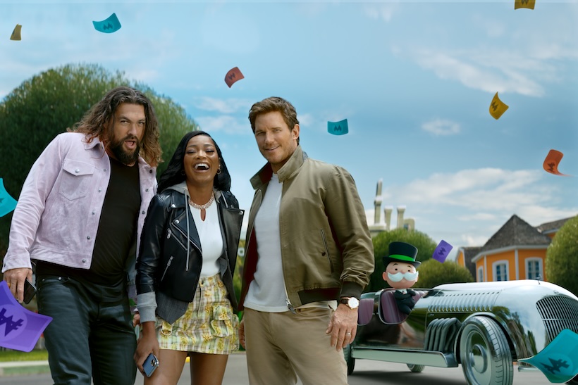 Jason Momoa, Chris Pratt and Keke Palmer in Monopoly Go! ad